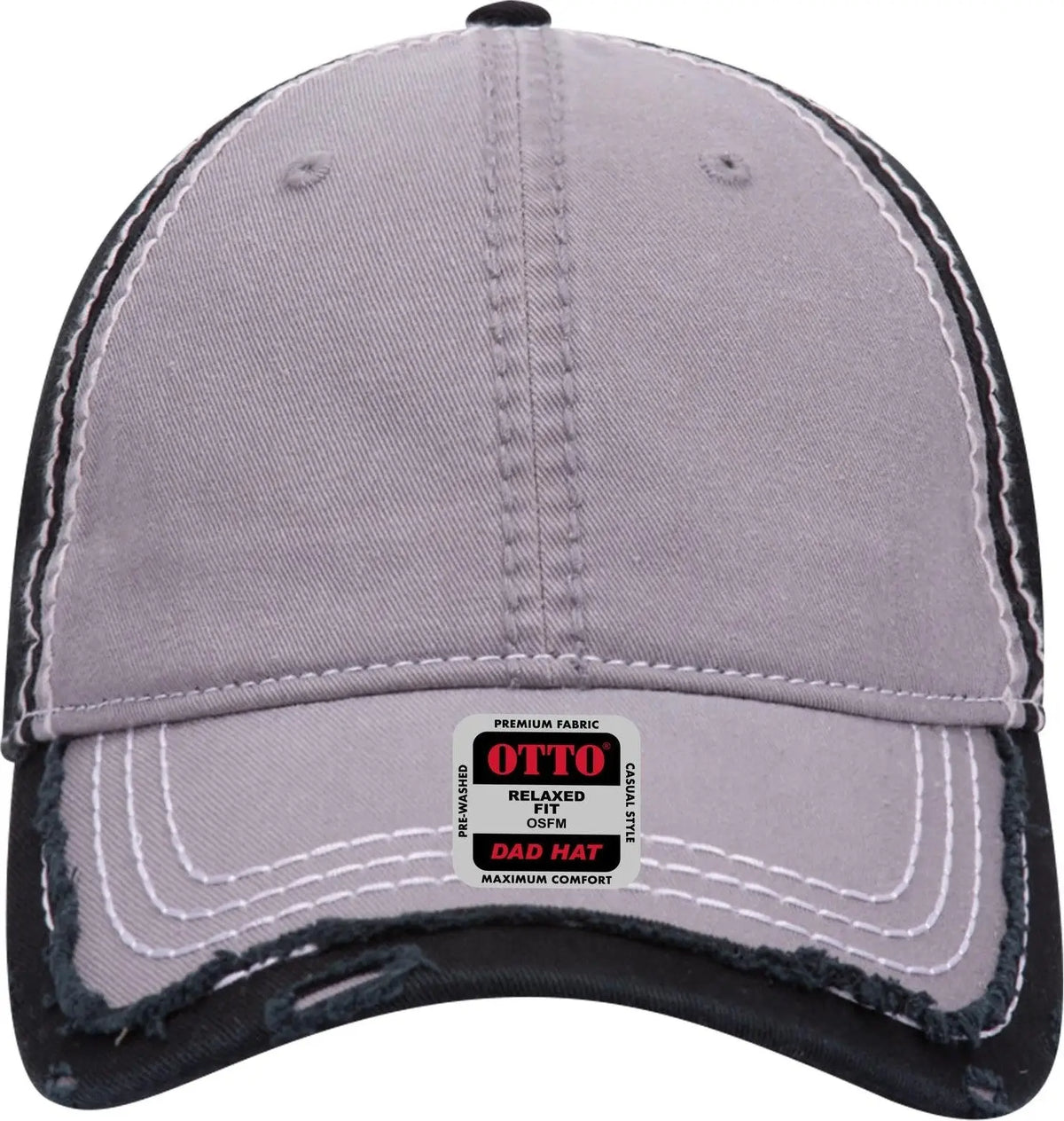 Otto 149-1091 6 Panel Low Profile Dad Cap - Gry/gry/blk - 1/2’’ - 7 5/8’’