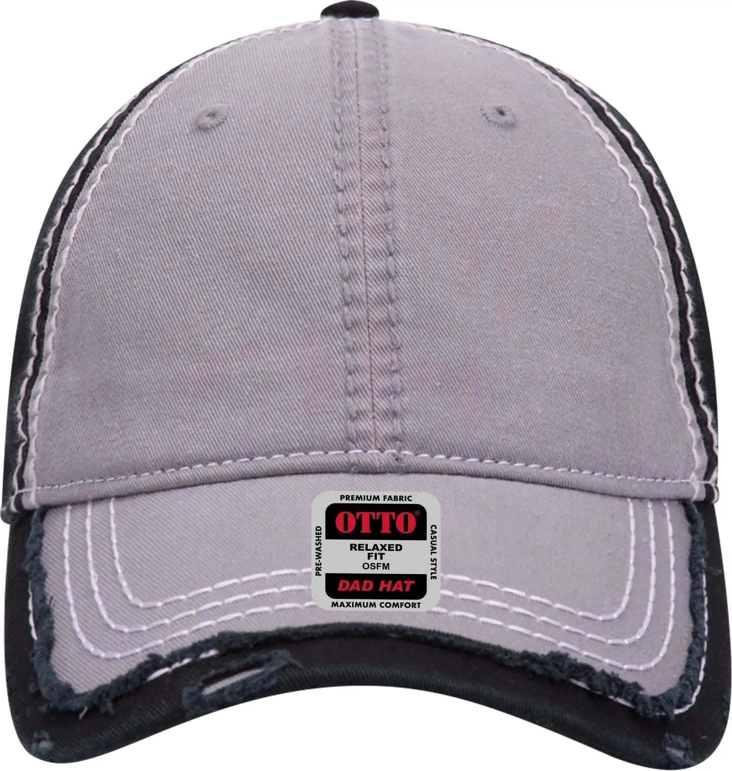 Otto 149-1091 6 Panel Low Profile Dad Cap - Gry/gry/blk - 1/2’’ - 7 5/8’’