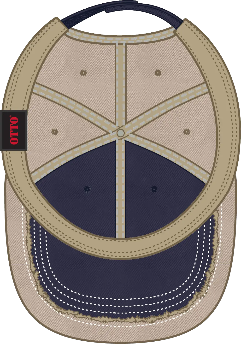 Otto 149-1091 6 Panel Low Profile Dad Cap - Nvy/nvy/kha - 1/2’’ - 7 5/8’’