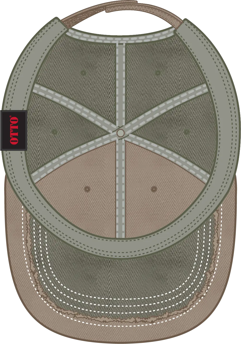 Otto 149-1091 6 Panel Low Profile Dad Cap - Ol.grn/dk.kha/ol.grn - 1/2’’ - 7 5/8’’