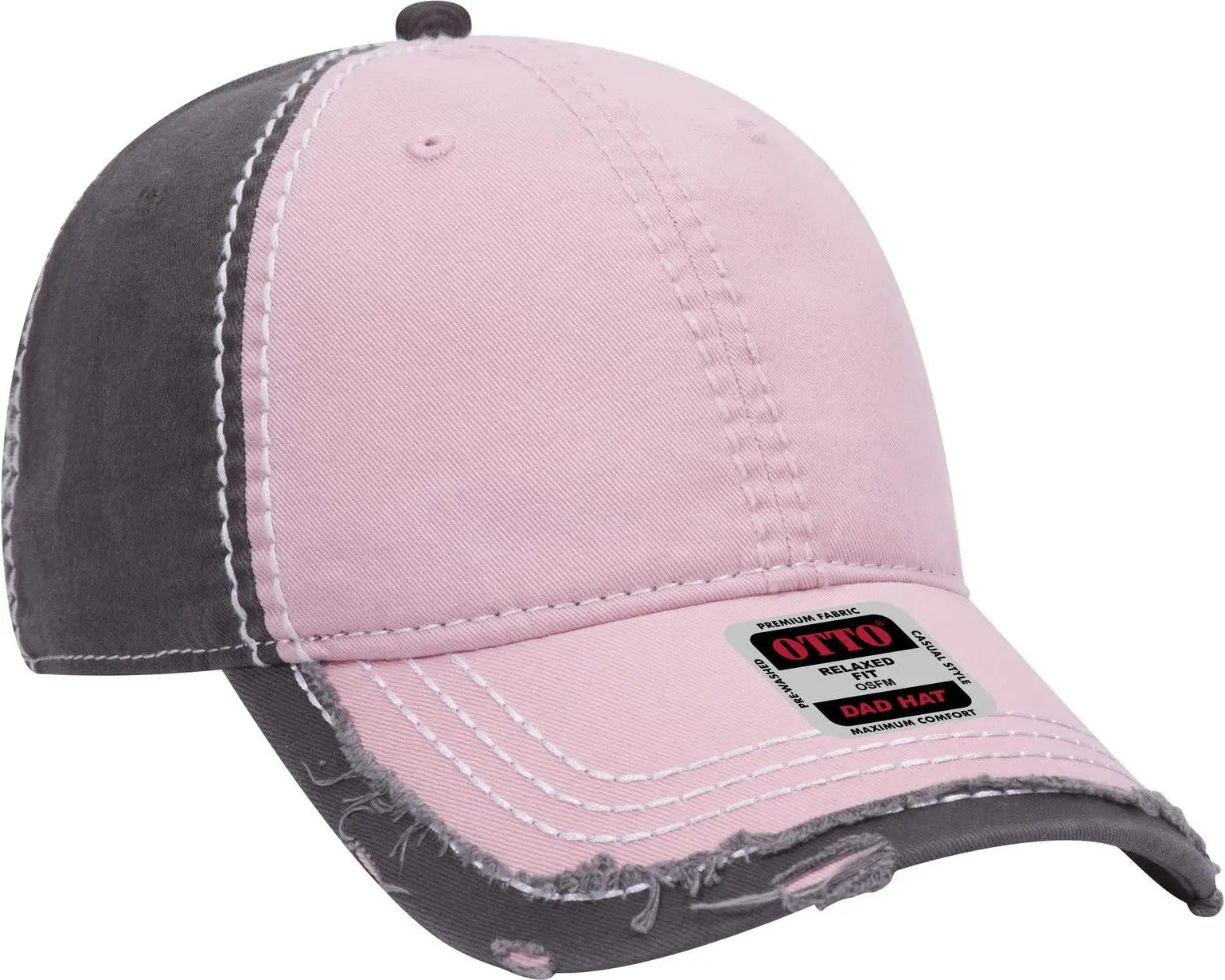 Otto 149-1091 6 Panel Low Profile Dad Cap - Pnk/pnk/ch.gry - 1/2’’ - 7 5/8’’
