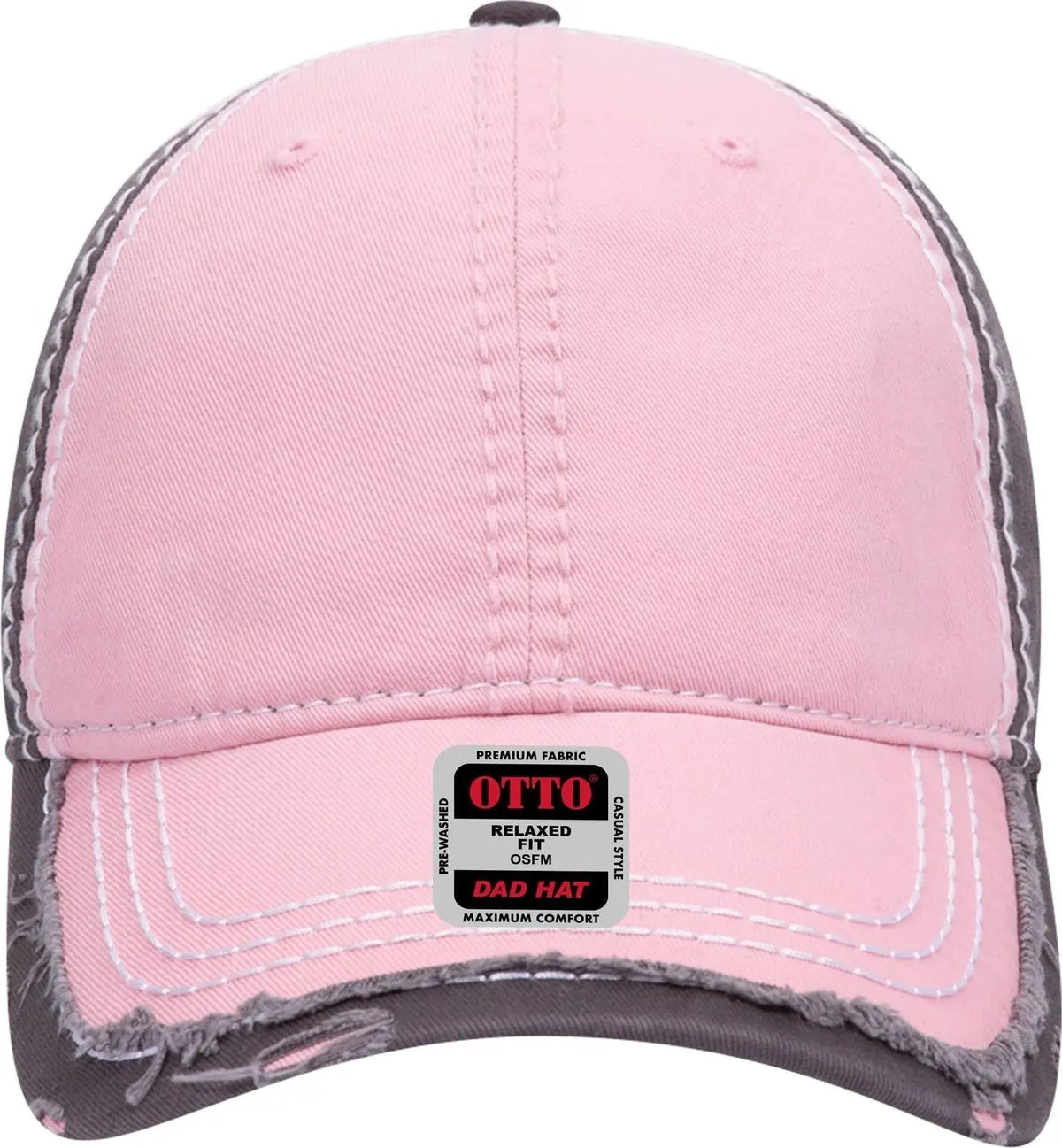 Otto 149-1091 6 Panel Low Profile Dad Cap - Pnk/pnk/ch.gry - 1/2’’ - 7 5/8’’