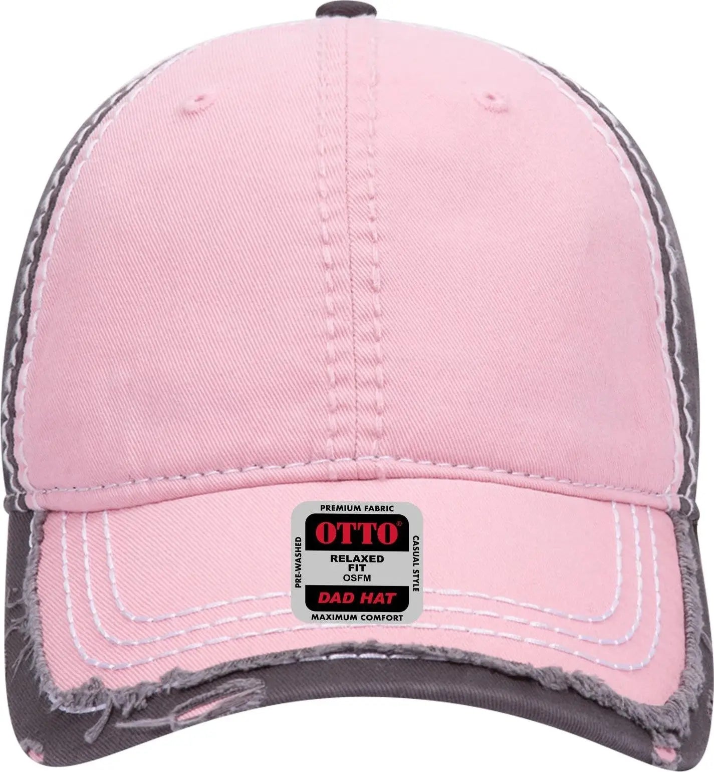 Otto 149-1091 6 Panel Low Profile Dad Cap - Pnk/pnk/ch.gry - 1/2’’ - 7 5/8’’