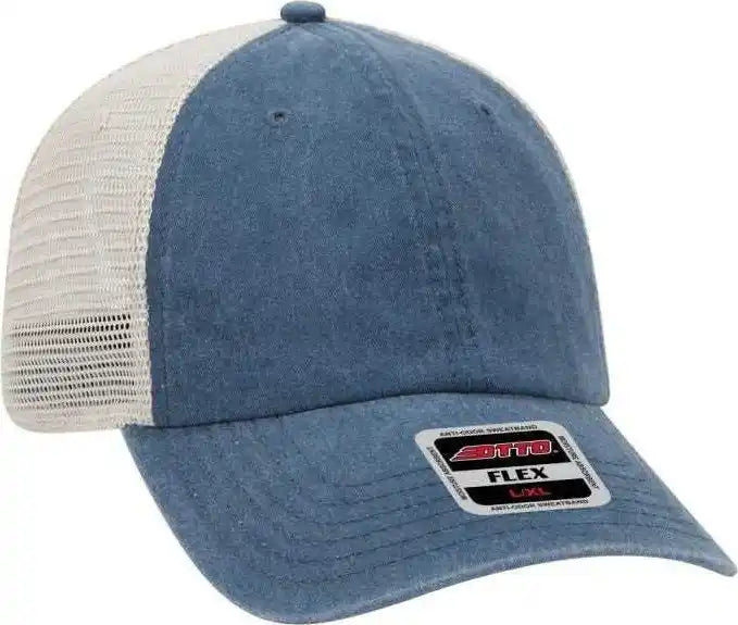 Otto 15-280 Washed Pigment Dyed Cotton Twill 8 Rows Stitching Sun Visors - Khaki Navy - one Size Fits Most