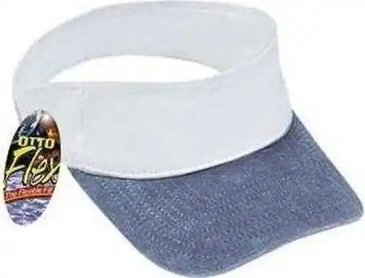 Otto 15-280 Washed Pigment Dyed Cotton Twill 8 Rows Stitching Sun Visors - Navy White - one Size Fits Most