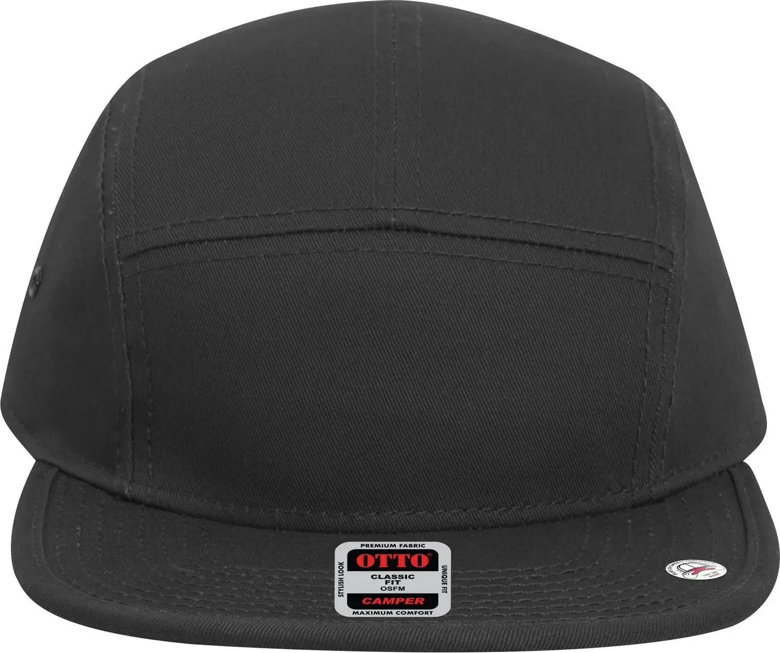 Otto 151-1098 5 Panel Camper Cap - Black - 6 1/2’’ - 7 5/8’’