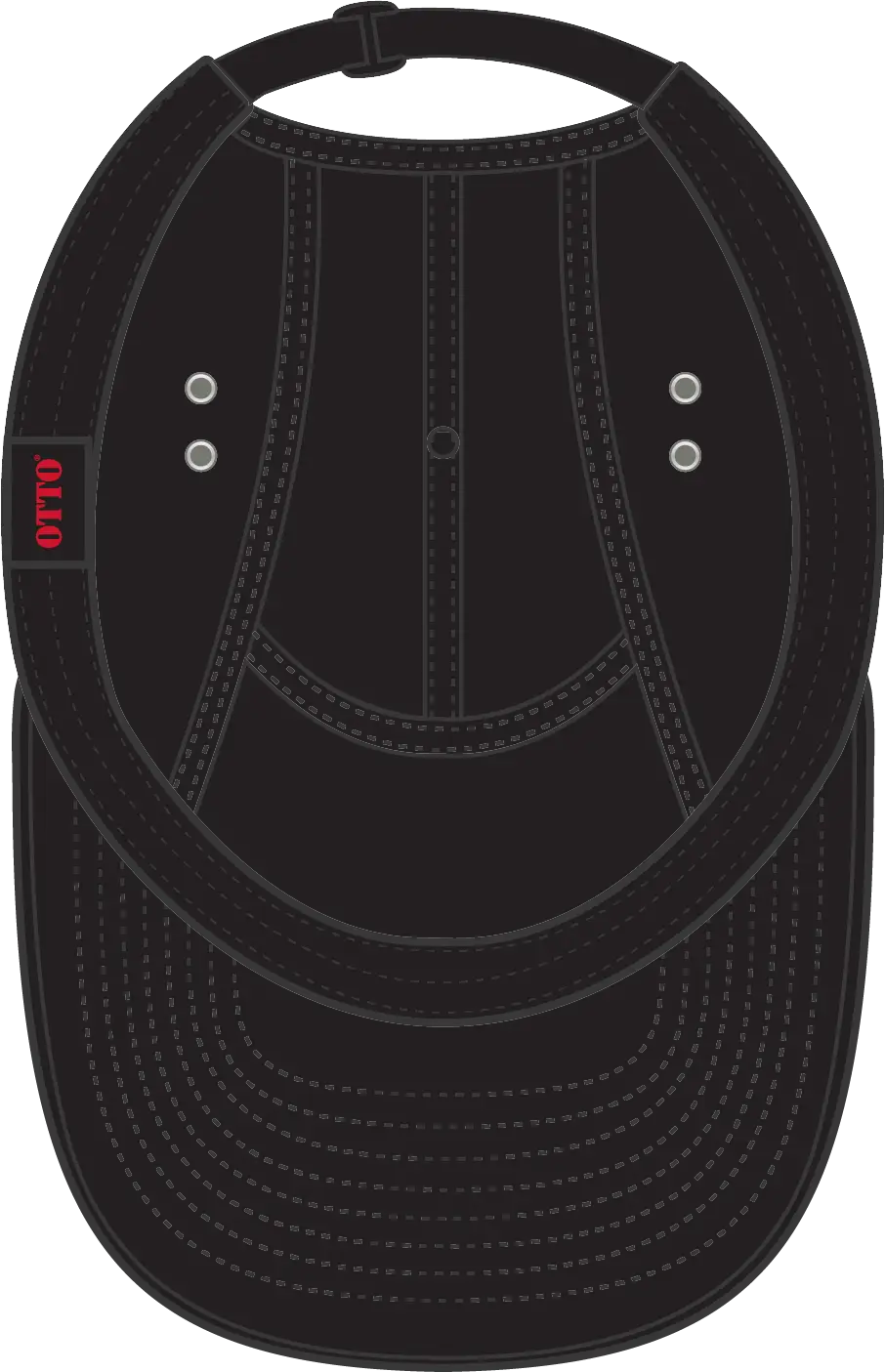 Otto 151-1098 5 Panel Camper Cap - Black - 6 1/2’’ - 7 5/8’’