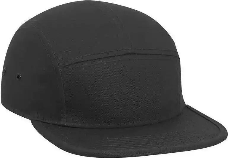 Otto 151 1098 Superior Cotton Twill Square Flat Visor W/ Binding Trim 5 Panel Camper Hat Black / one Size Fits Most