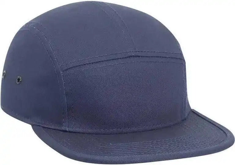 Otto 151-1098 Superior Cotton Twill Square Flat Visor W/ Binding Trim 5 Panel Camper Hat - Navy - one Size Fits Most