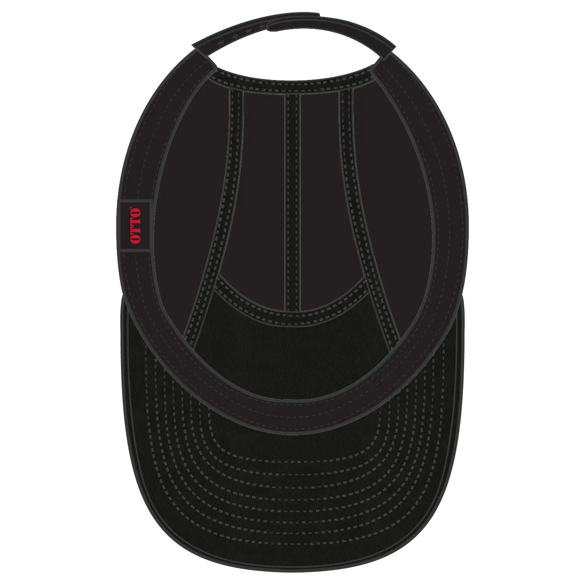 Otto 151-1330 5 Panel Camper Cap - Black - 7 3/8’’ - 5/8’’