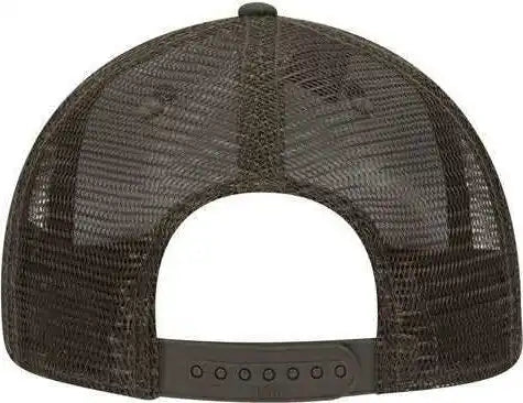 Otto 153-1120 Snap Camouflage 6 Panel Mid Profile Mesh Back Trucker Snapback Cap - Dark Green Brown Olive - Forest