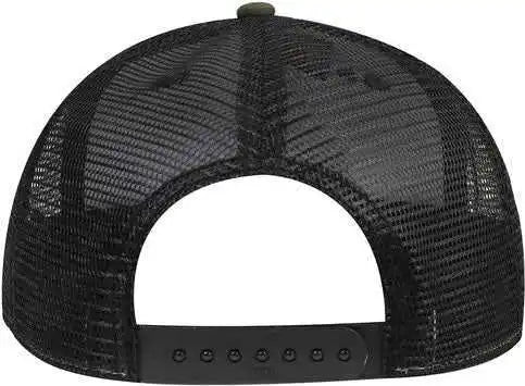 Otto 153 1120 Snap Camouflage 6 Panel Mid Profile Mesh Back Trucker Snapback Cap Dark Green Brown Black Forest