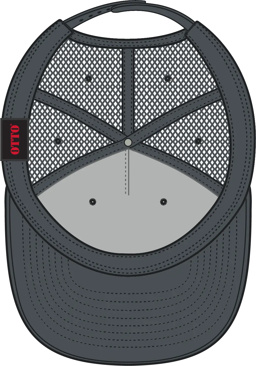 Otto 154-1124 ?Otto Snap’ 5 Panel Pro Style Mesh Back Trucker Snapback Cap - Char. Gray - 6 1/2’’ - 7 5/8’’