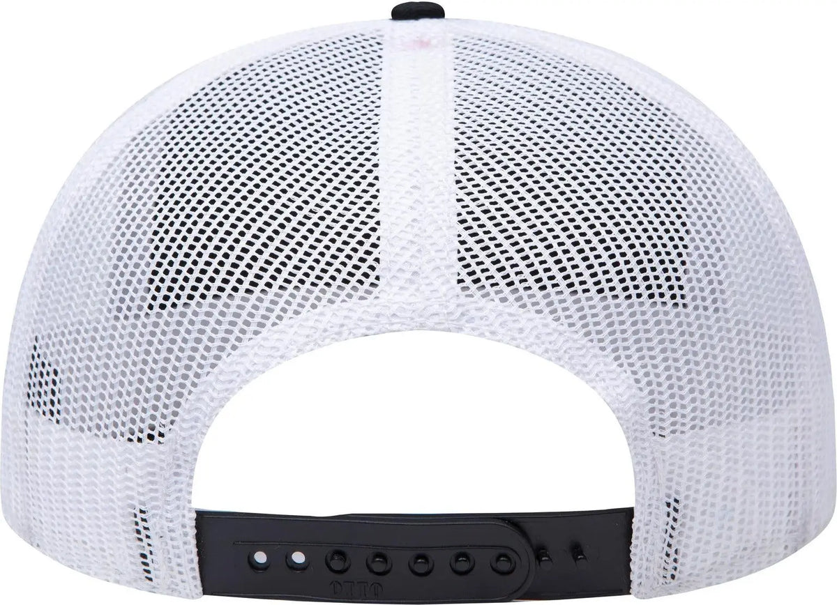 Otto 154-1124 ?Otto Snap’ 5 Panel Pro Style Mesh Back Trucker Snapback Cap - Blk/blk/wht - 6 1/2’’ - 7 5/8’’