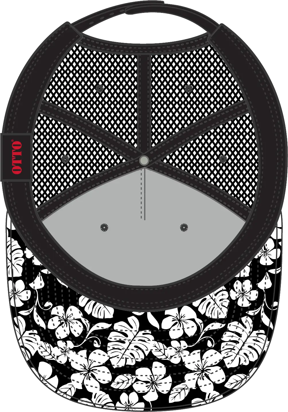 Otto 154-1124 ?Otto Snap’ 5 Panel Pro Style Mesh Back Trucker Snapback Cap - Design002/blk/blk - 6 1/2’’ - 7 5/8’’