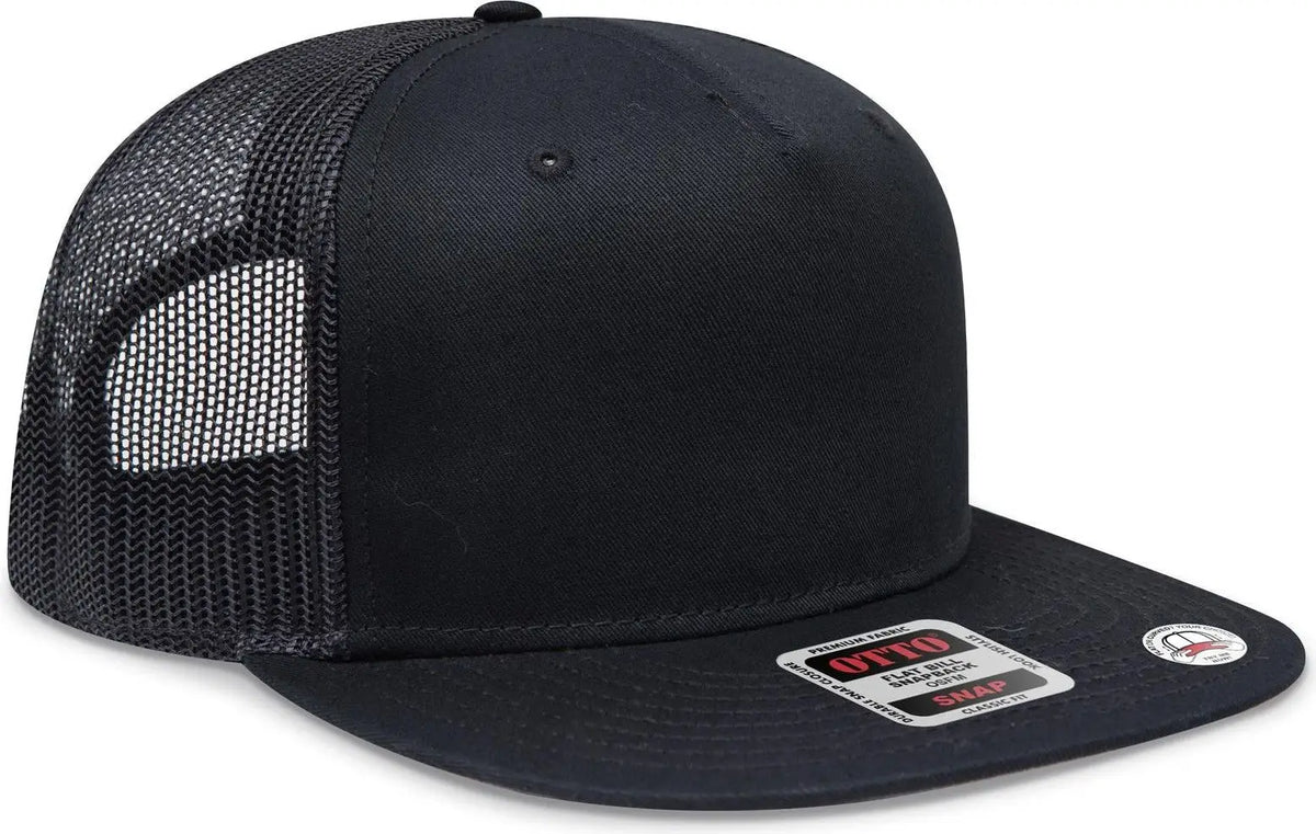 Otto 154-1124 ?Otto Snap’ 5 Panel Pro Style Mesh Back Trucker Snapback Cap - Black - 6 1/2’’ - 7 5/8’’