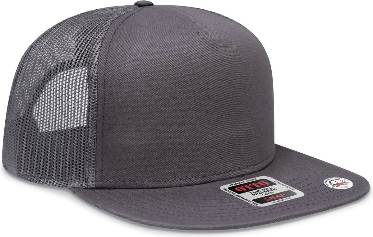 Otto 154-1124 ?Otto Snap’ 5 Panel Pro Style Mesh Back Trucker Snapback Cap - Char. Gray - 6 1/2’’ - 7 5/8’’