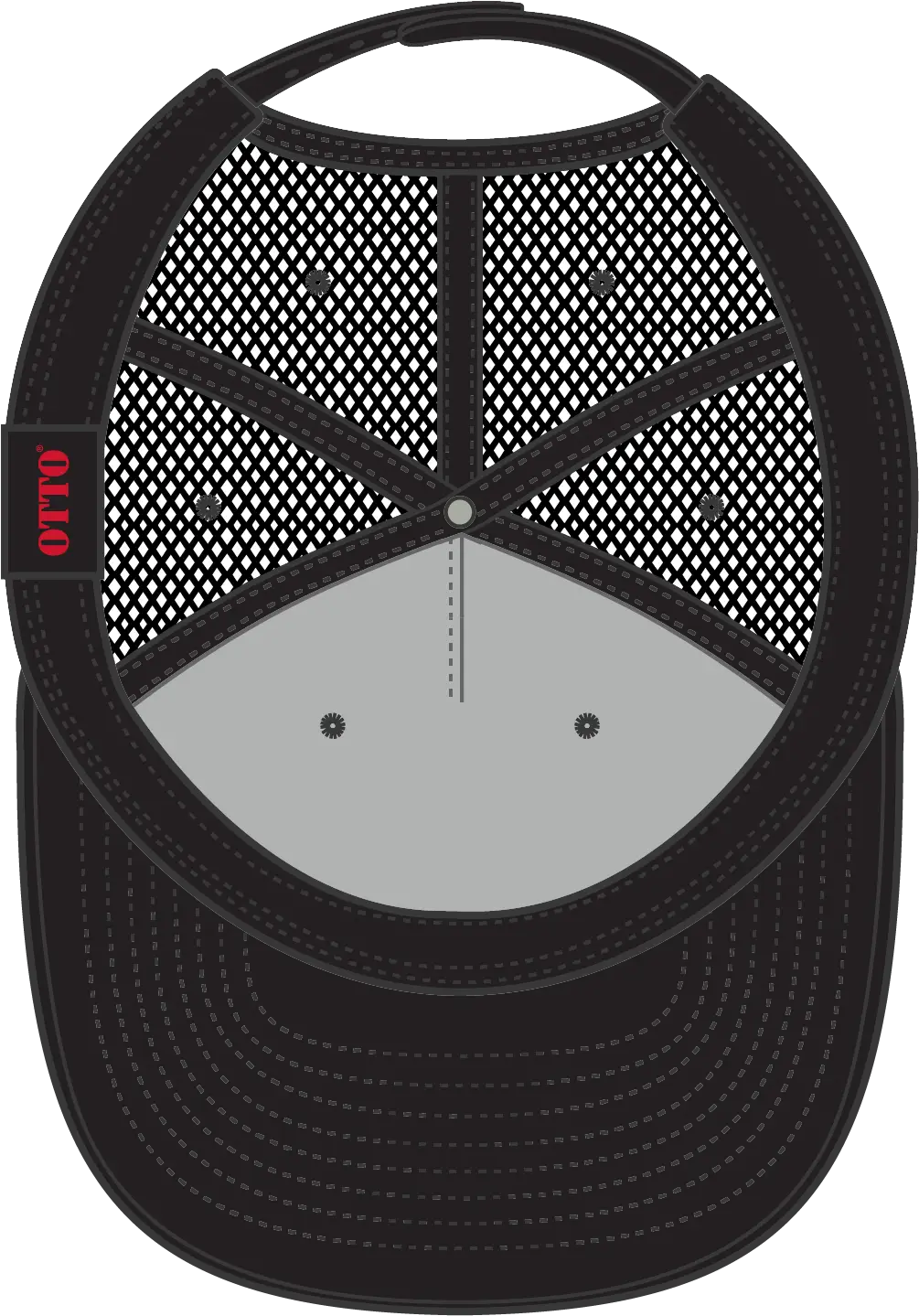 Otto 154-1124 ?Otto Snap’ 5 Panel Pro Style Mesh Back Trucker Snapback Cap - Black - 6 1/2’’ - 7 5/8’’