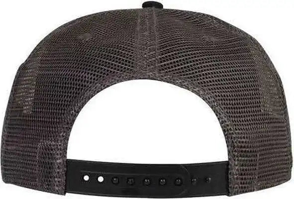 Otto 154-1124 Superior Cotton Twill Round Flat Visor 5 Panel Pro Style Mesh Back Trucker Snapback Hat - Black Charcoal