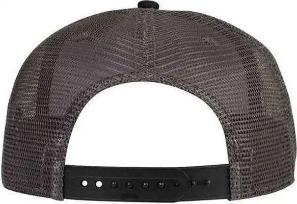 Otto 154 1124 Superior Cotton Twill Round Flat Visor 5 Panel Pro Style Mesh Back Trucker Snapback Hat Black Charcoal
