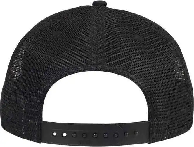 Otto 154 1124 Superior Cotton Twill Round Flat Visor 5 Panel Pro Style Mesh Back Trucker Snapback Hat Black / one Size
