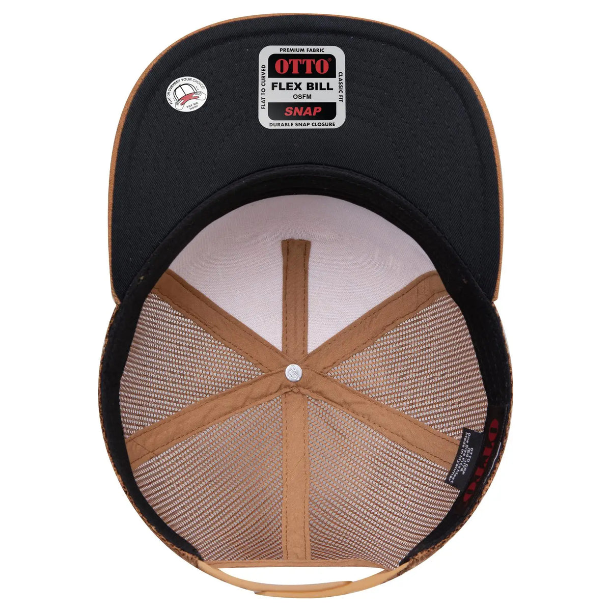 Otto 154-1174 ?Otto Snap’ 5 Panel Pro Style Mesh Back Trucker Snapback Cap - Cy Brn/crk/cy Brn - 7 3/8’’ - 5/8’’