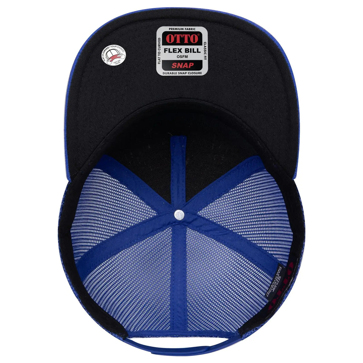 Otto 154-1174 ?Otto Snap’ 5 Panel Pro Style Mesh Back Trucker Snapback Cap - Ryl/crk/ryl - 7 3/8’’ - 5/8’’