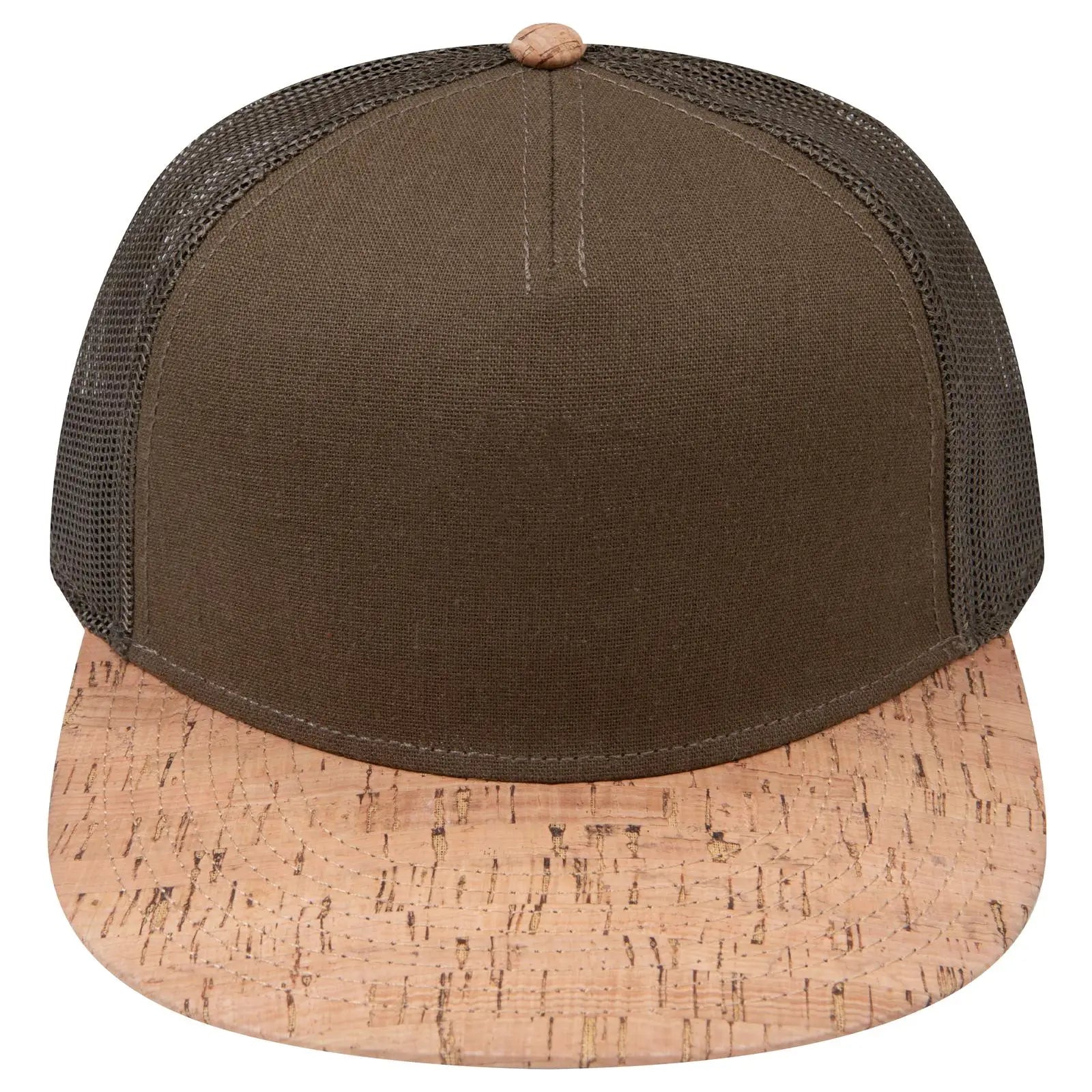 Otto 154-1174 ?Otto Snap’ 5 Panel Pro Style Mesh Back Trucker Snapback Cap - Cork/ml Grn - 7 3/8’’ - 5/8’’