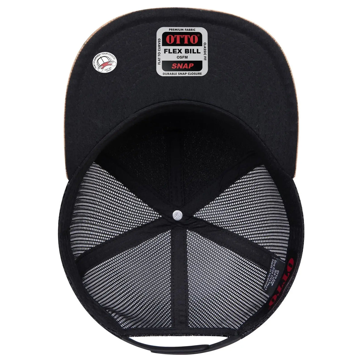 Otto 154-1174 ?Otto Snap’ 5 Panel Pro Style Mesh Back Trucker Snapback Cap - Cork/blk - 7 3/8’’ - 5/8’’