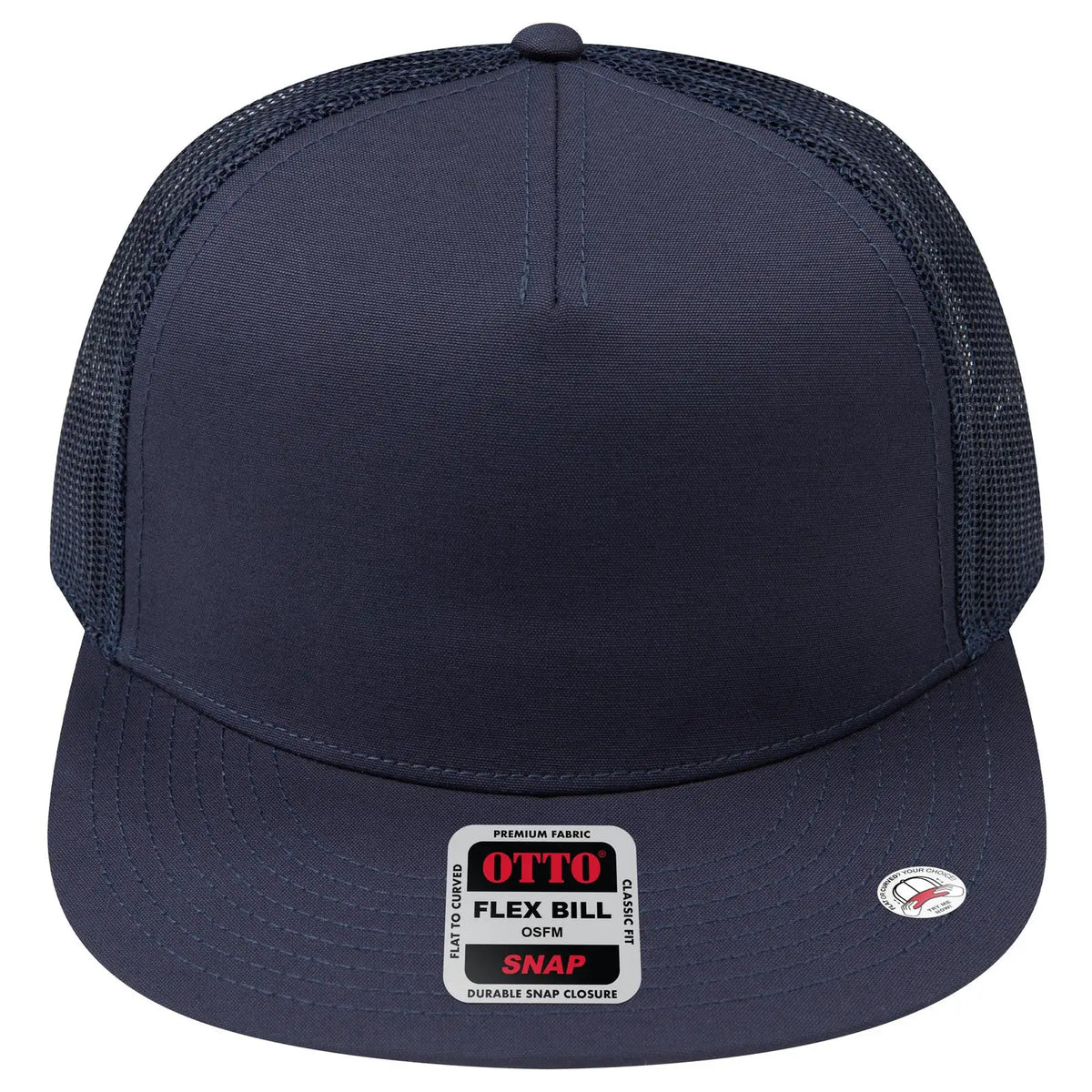 Otto 154-1174 ?Otto Snap’ 5 Panel Pro Style Mesh Back Trucker Snapback Cap - Navy - 7 3/8’’ - 5/8’’
