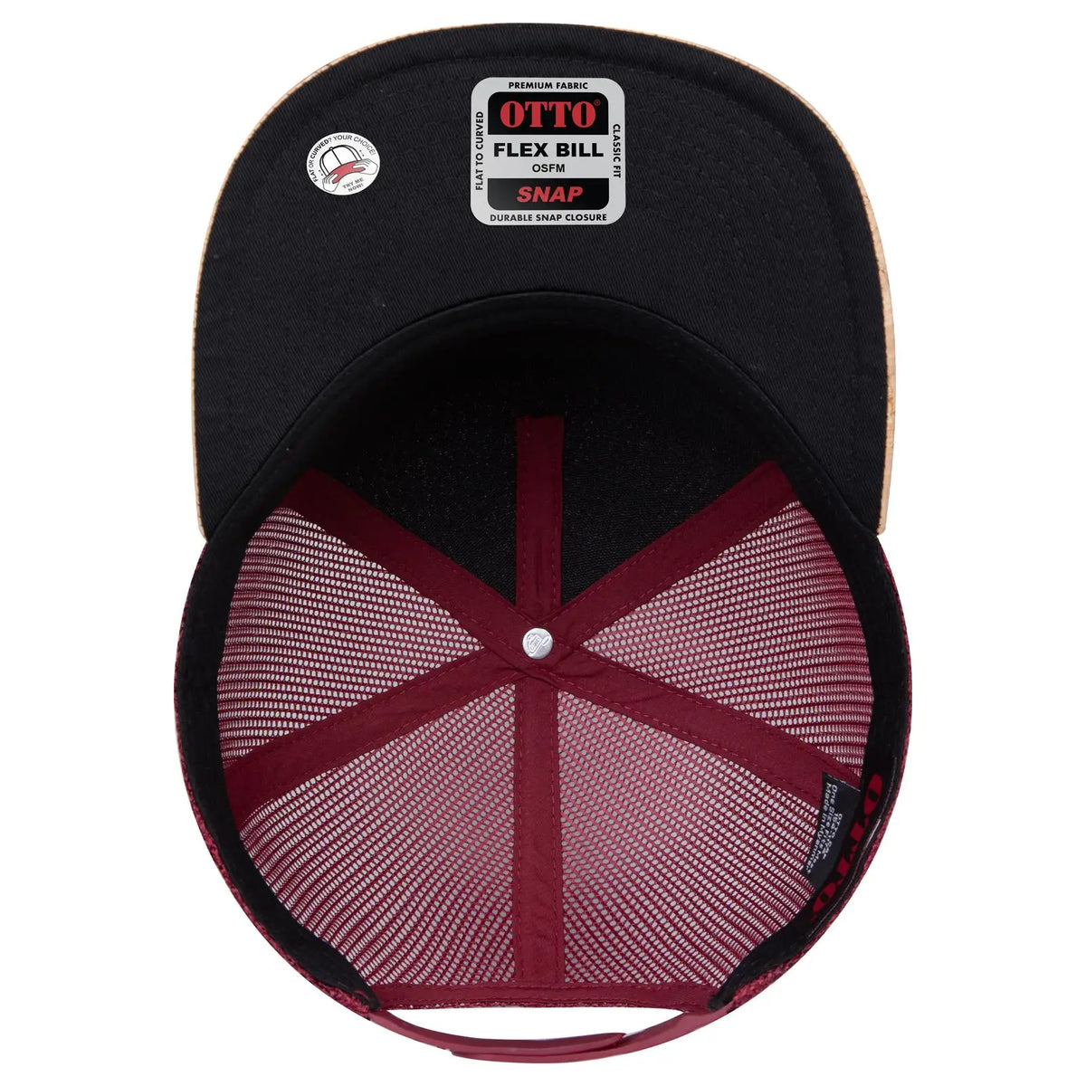 Otto 154-1174 ?Otto Snap’ 5 Panel Pro Style Mesh Back Trucker Snapback Cap - Cork/bg Mrn - 7 3/8’’ - 5/8’’