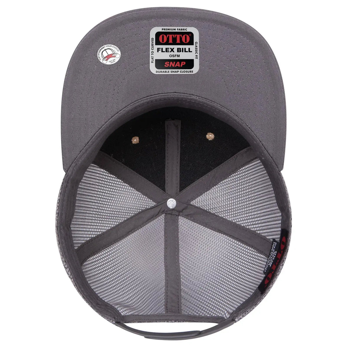 Otto 154-1174 ?Otto Snap’ 5 Panel Pro Style Mesh Back Trucker Snapback Cap - Char. Gray/cork/char. Gray - 7 3/8’’ - 5/8’’