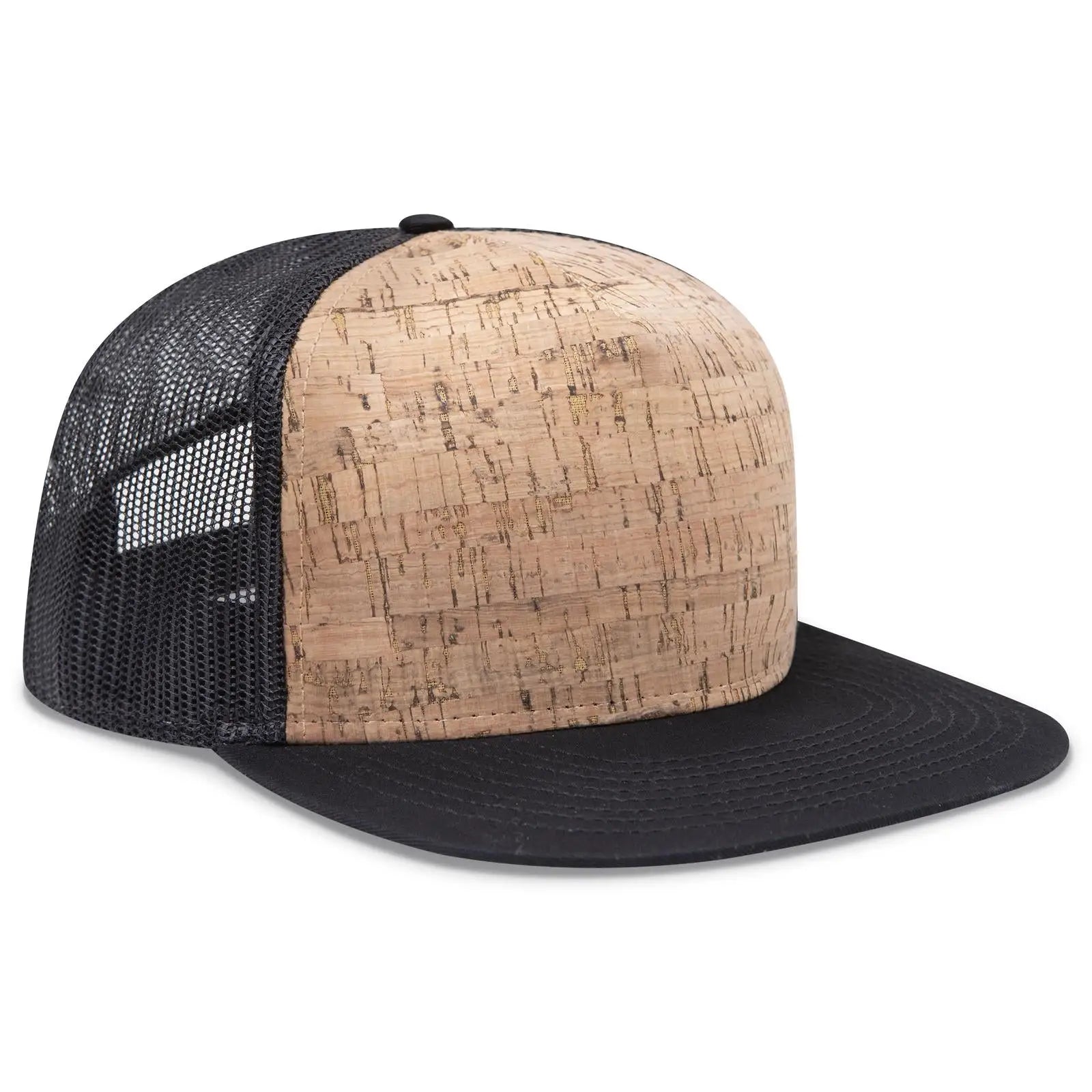 Otto 154-1174 ?Otto Snap’ 5 Panel Pro Style Mesh Back Trucker Snapback Cap - Blk/cork/blk - 7 3/8’’ - 5/8’’