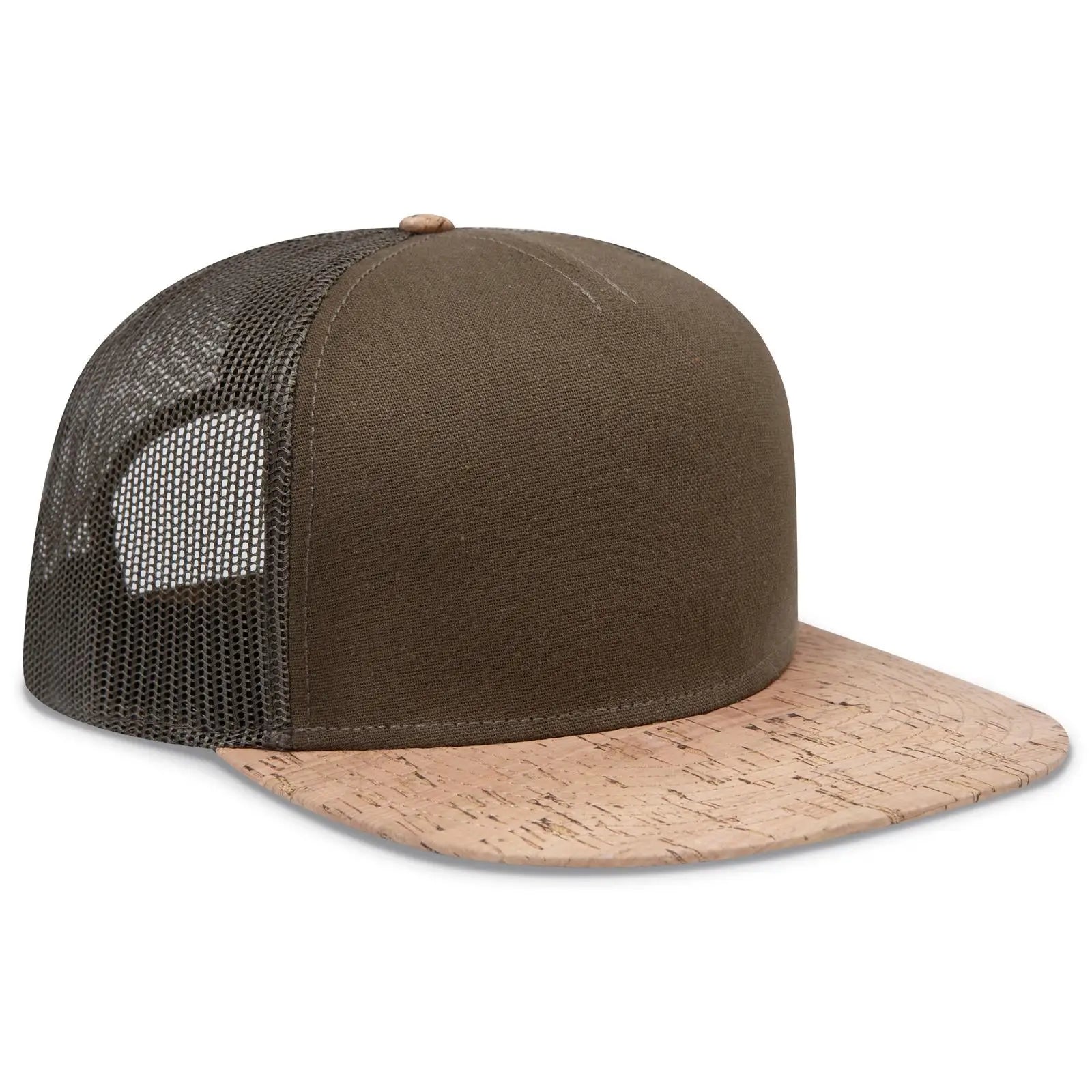 Otto 154-1174 ?Otto Snap’ 5 Panel Pro Style Mesh Back Trucker Snapback Cap - Cork/ml Grn - 7 3/8’’ - 5/8’’