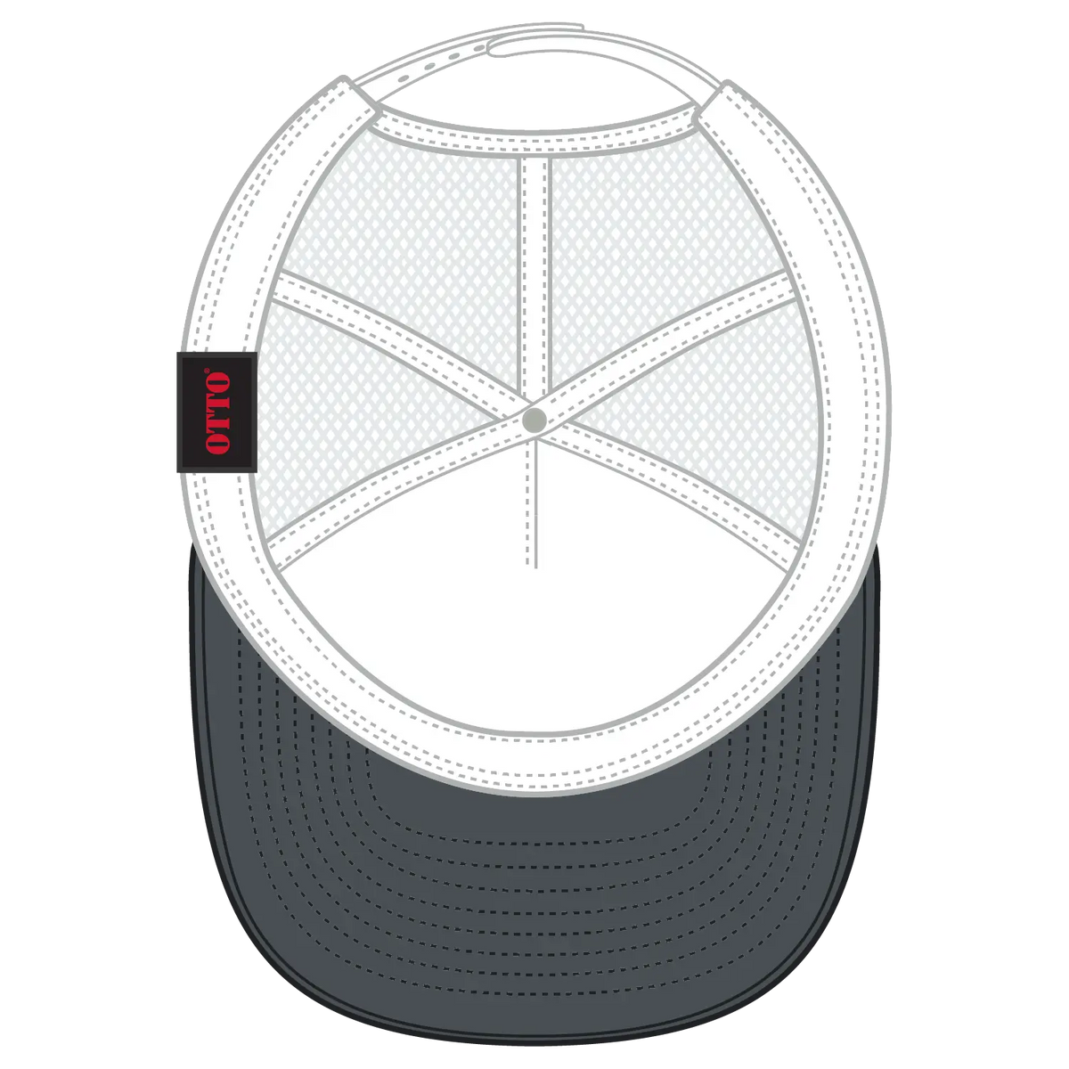 Otto 154-1174 ?Otto Snap’ 5 Panel Pro Style Mesh Back Trucker Snapback Cap - Blk/blk/wht - 7 3/8’’ - 5/8’’