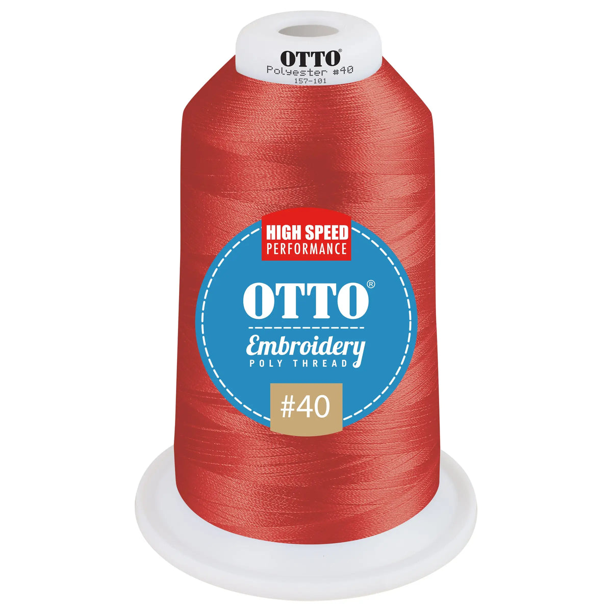 Otto 157-101 Embroidery Poly Thread #40 5,500 Yd. King Cone - 41807 - 7 3/8’’ - 5/8’’