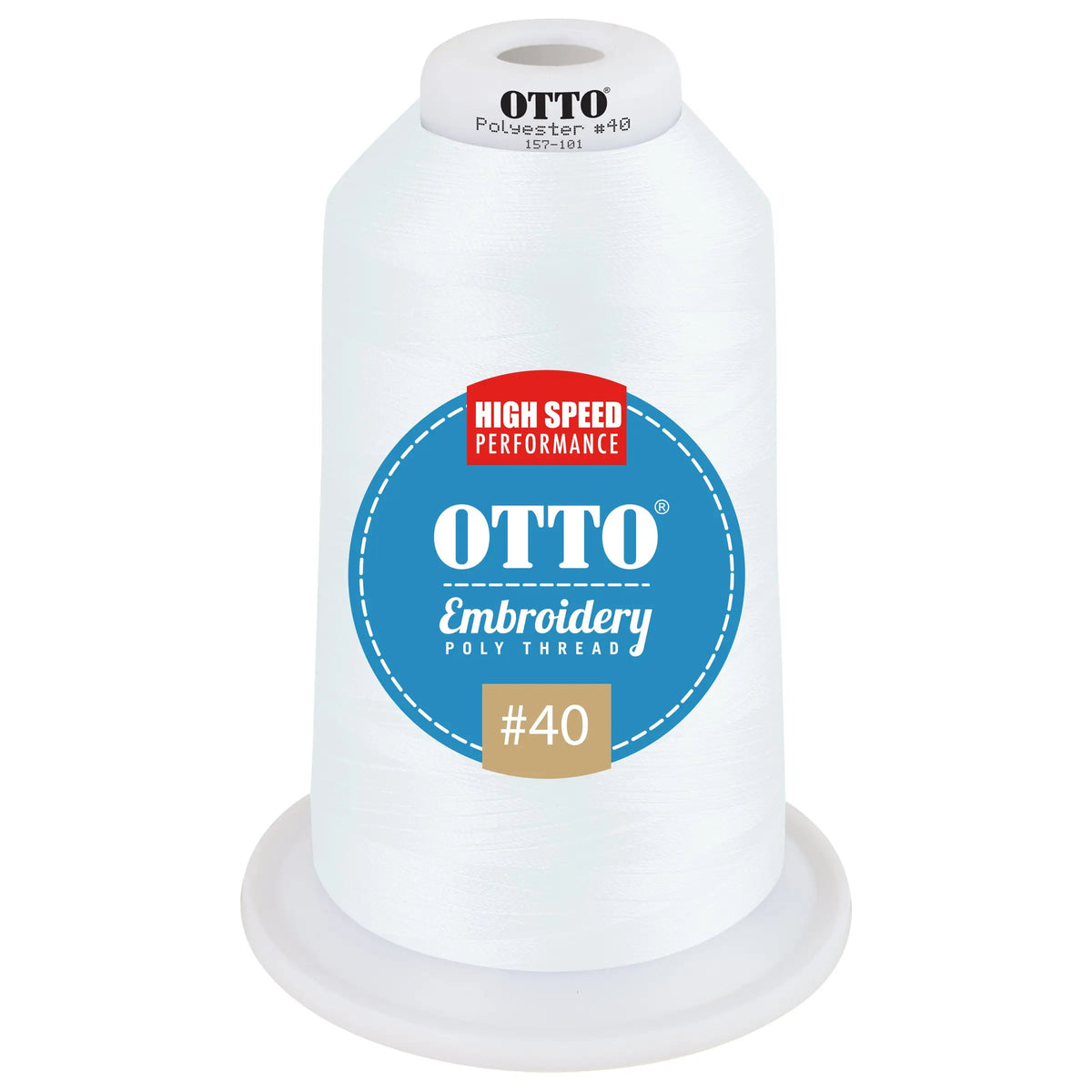Otto 157-101 Embroidery Poly Thread #40 5,500 Yd. King Cone - 95597 - 7 3/8’’ - 5/8’’