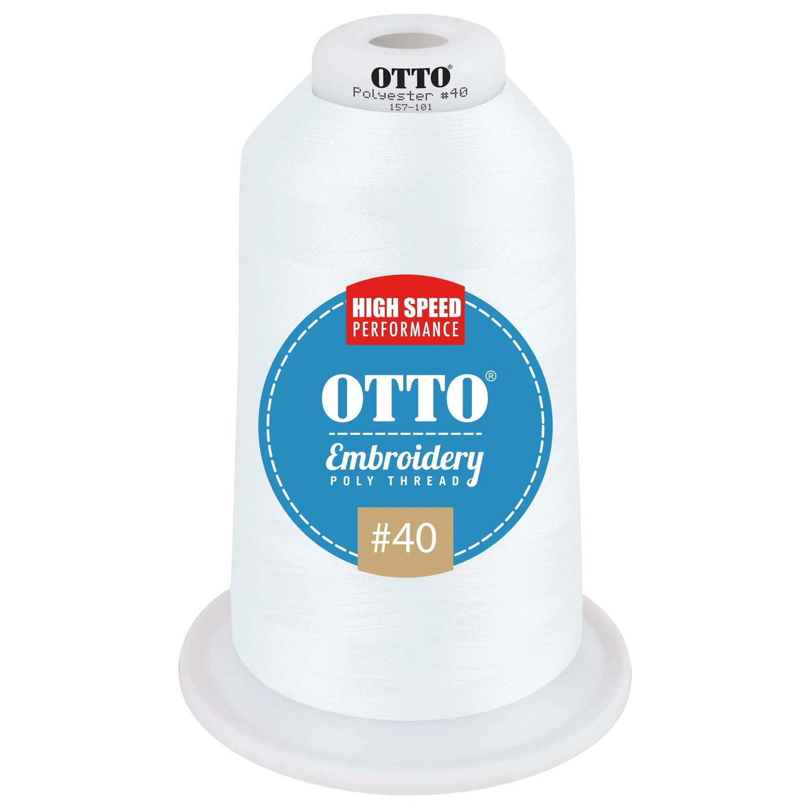 Otto 157-101 Embroidery Poly Thread #40 5,500 Yd. King Cone - 95597 - 7 3/8’’ - 5/8’’