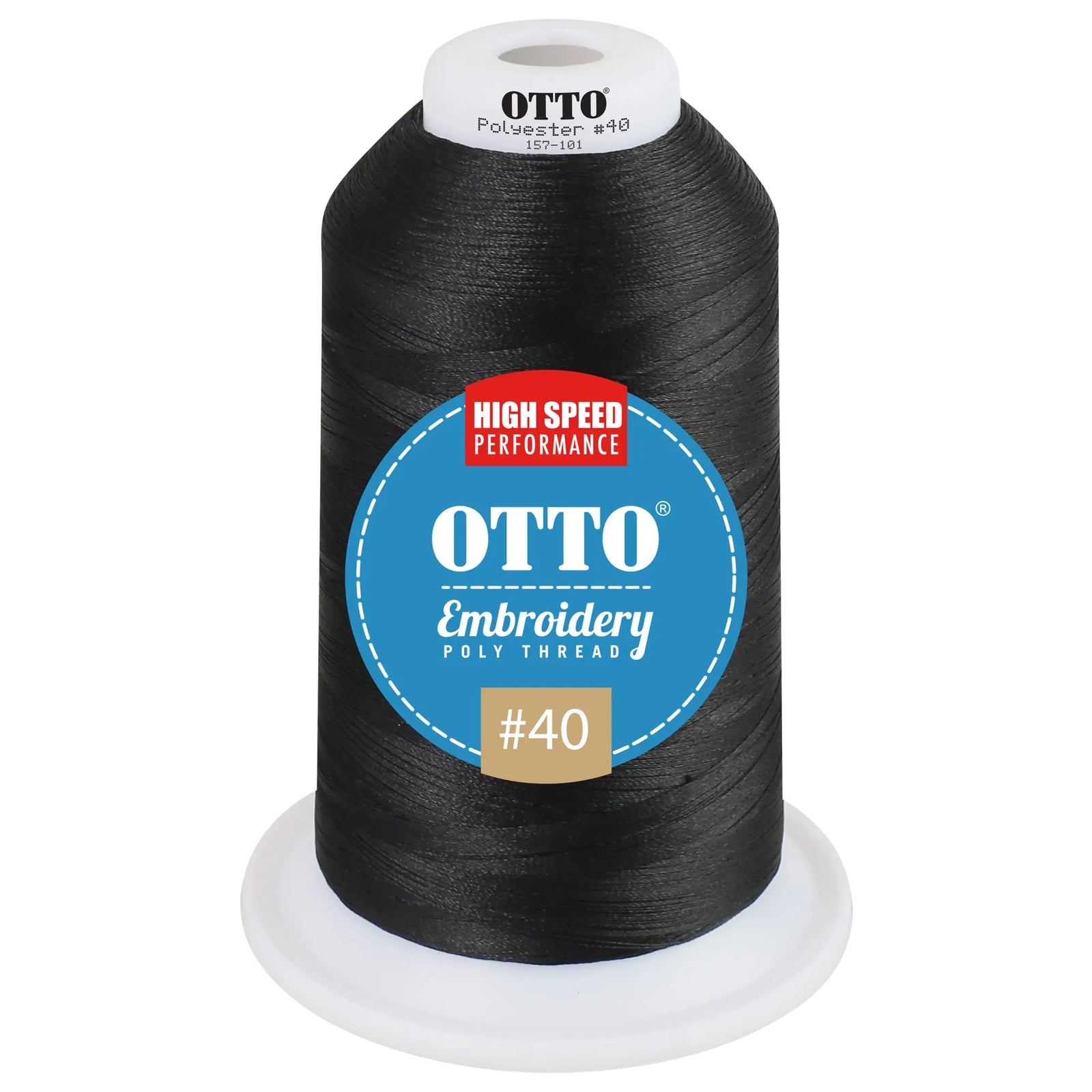 Otto 157-101 Embroidery Poly Thread #40 5,500 Yd. King Cone - Black - 7 3/8’’ - 5/8’’