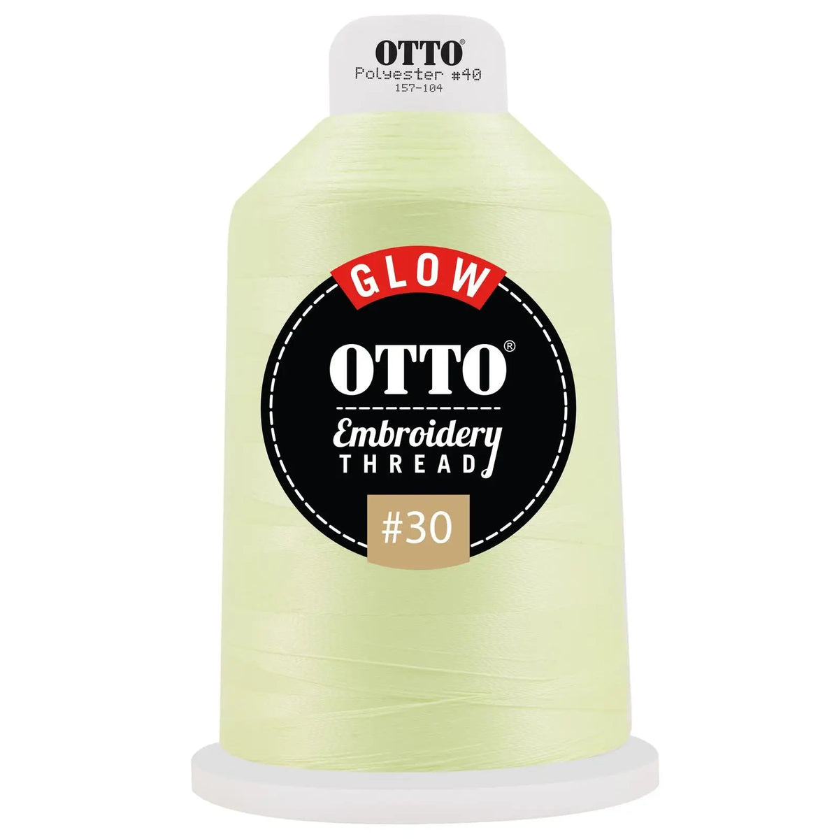 Otto 157-104 Embroidery Glow in the Dark Thread #30 4,400 Yd. King Cone - 603 - 7 3/8’’ - 5/8’’