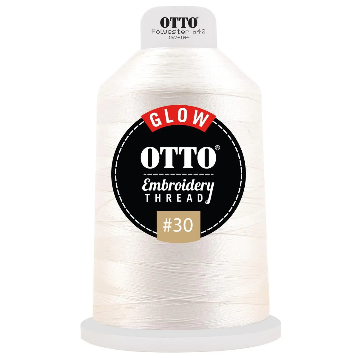 Otto 157-104 Embroidery Glow in the Dark Thread #30 4,400 Yd. King Cone - 601 - 7 3/8’’ - 5/8’’