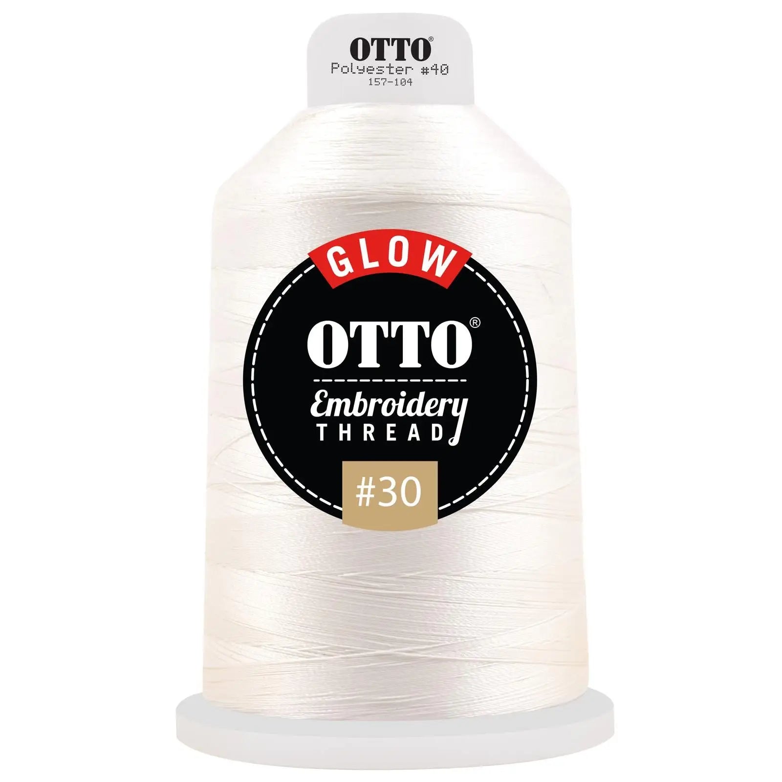 Otto 157-104 Embroidery Glow in the Dark Thread #30 4,400 Yd. King Cone - 601 - 7 3/8’’ - 5/8’’