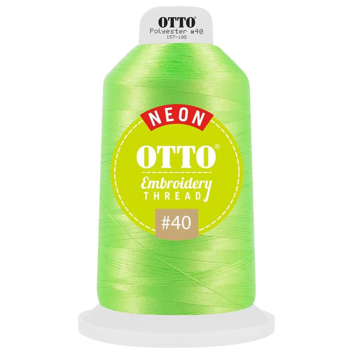 Otto 157-105 Embroidery Neon Thread #40 5,500 Yd. King Cone - 3802 - 7 3/8’’ - 5/8’’