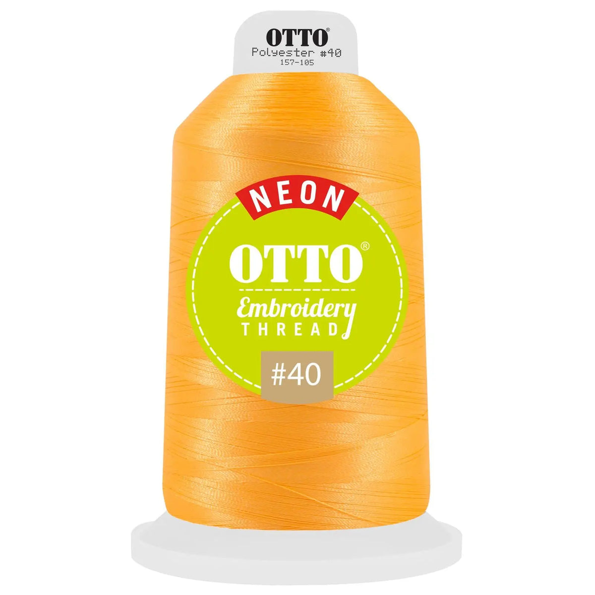 Otto 157-105 Embroidery Neon Thread #40 5,500 Yd. King Cone - 3804 - 7 3/8’’ - 5/8’’