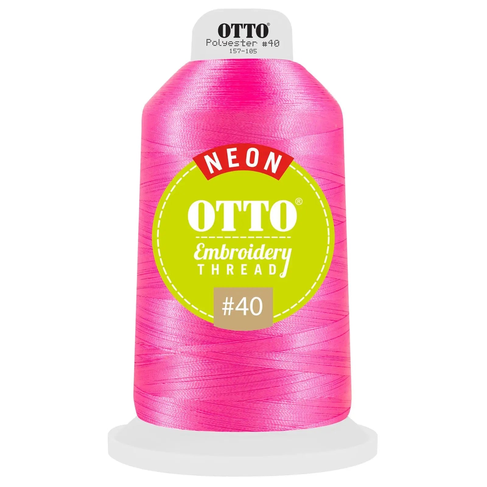 Otto 157-105 Embroidery Neon Thread #40 5,500 Yd. King Cone - 3806 - 7 3/8’’ - 5/8’’