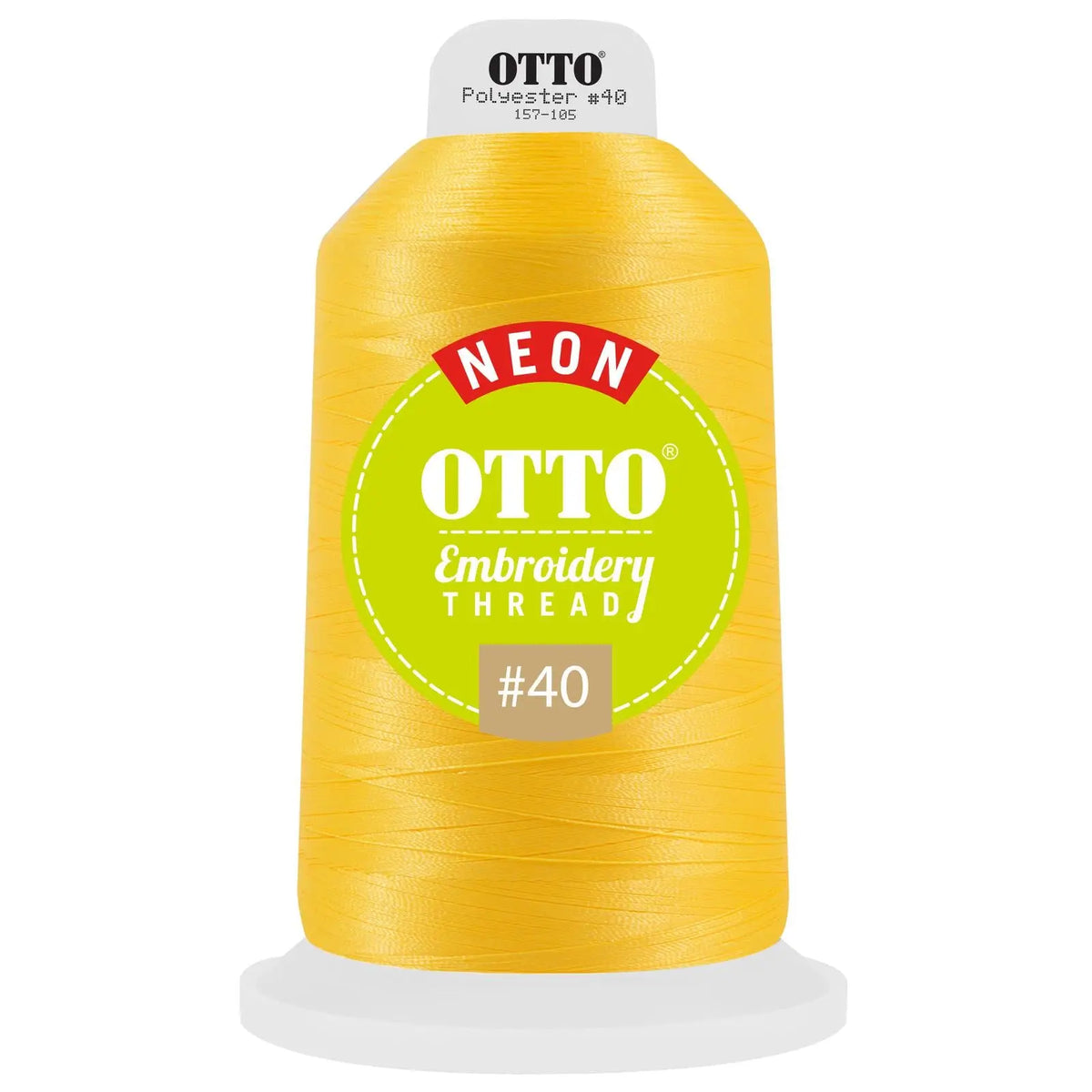 Otto 157-105 Embroidery Neon Thread #40 5,500 Yd. King Cone - 3810 - 7 3/8’’ - 5/8’’