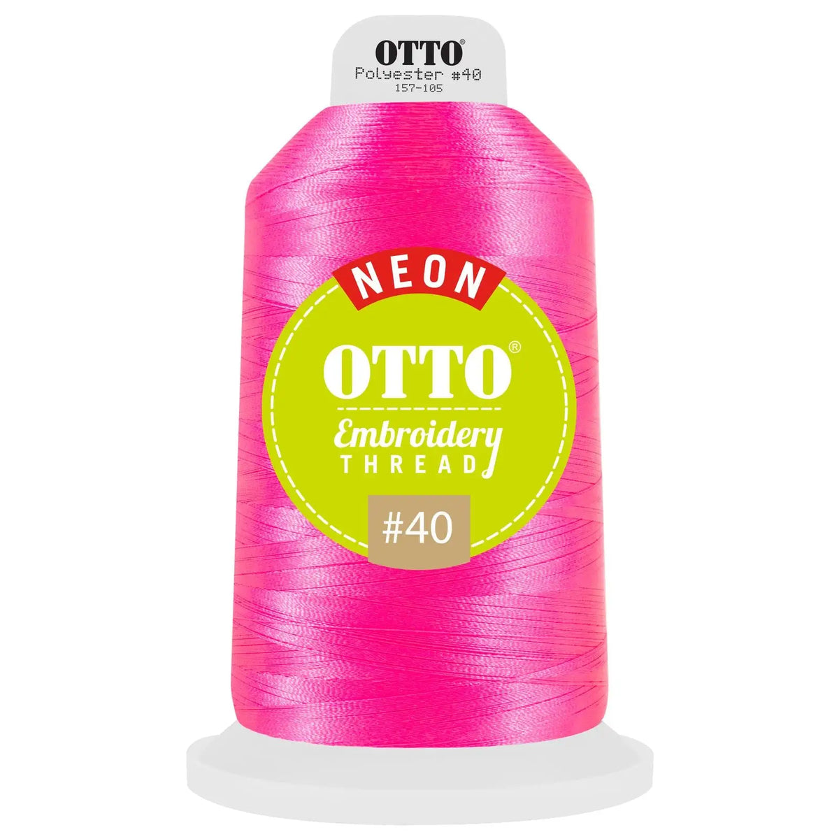 Otto 157-105 Embroidery Neon Thread #40 5,500 Yd. King Cone - 3812 - 7 3/8’’ - 5/8’’