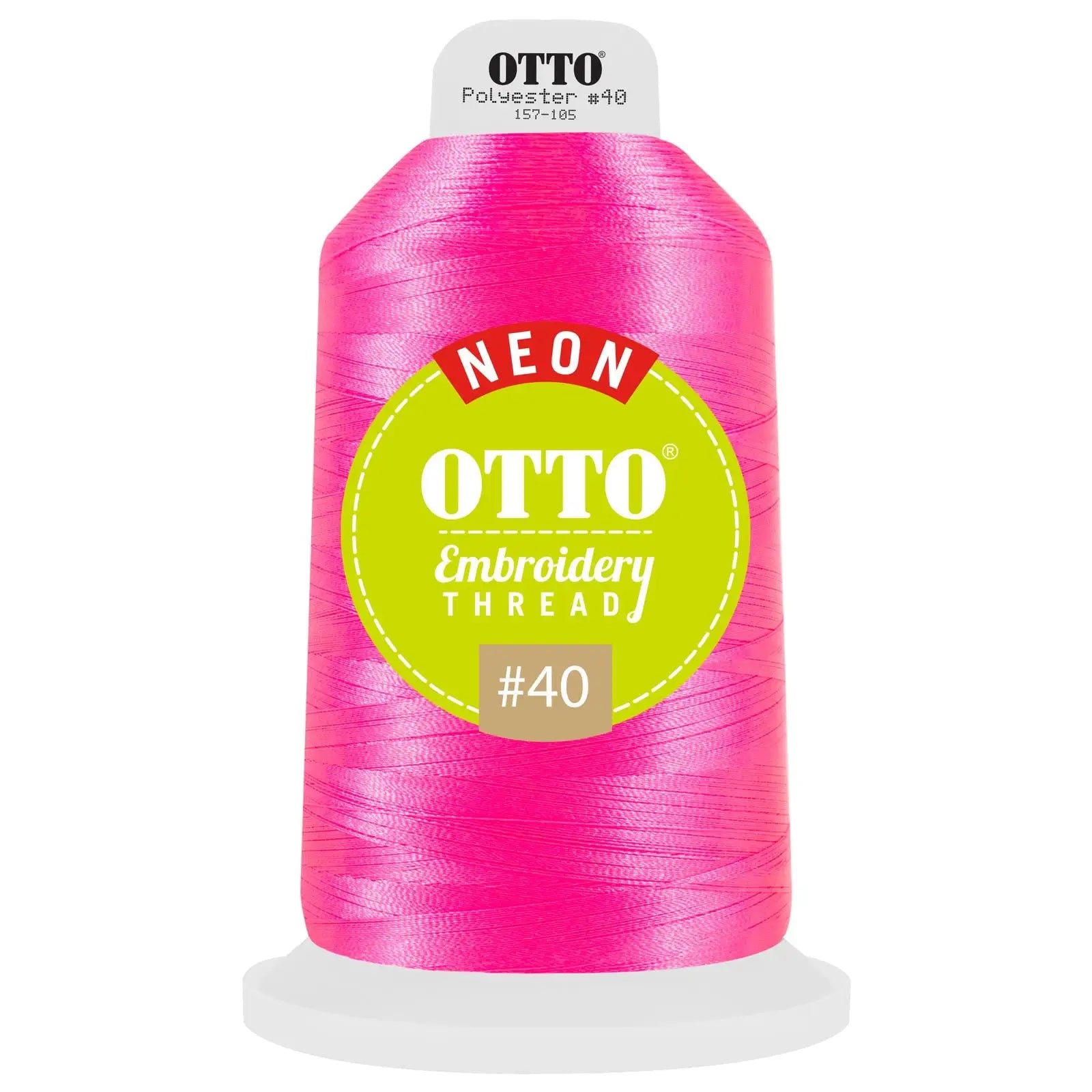Otto 157-105 Embroidery Neon Thread #40 5,500 Yd. King Cone - 3812 - 7 3/8’’ - 5/8’’