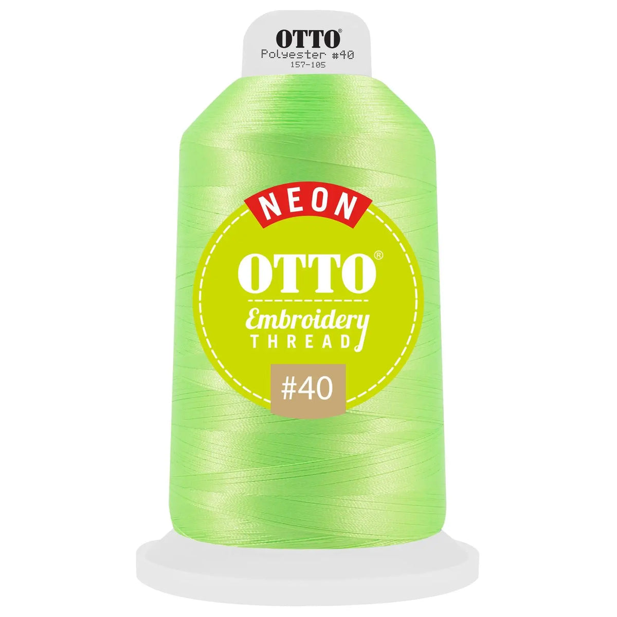 Otto 157-105 Embroidery Neon Thread #40 5,500 Yd. King Cone - 3902 - 7 3/8’’ - 5/8’’
