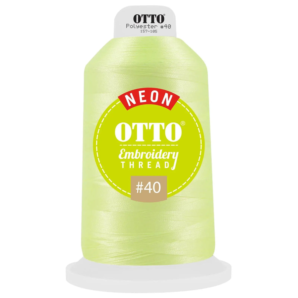 Otto 157-105 Embroidery Neon Thread #40 5,500 Yd. King Cone - 3916 - 7 3/8’’ - 5/8’’